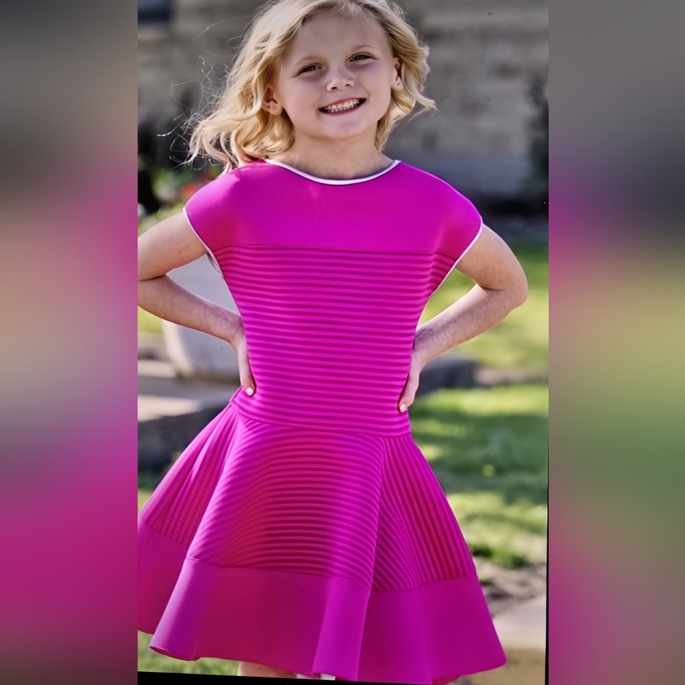 Girls Fuchsia Fit-and-Flare Dress